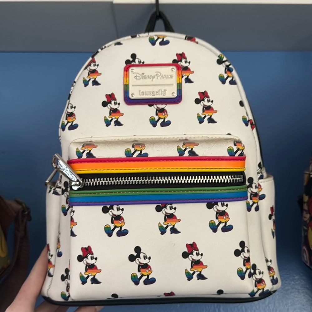 Minnie and Mickey rainbow loungefly backpack